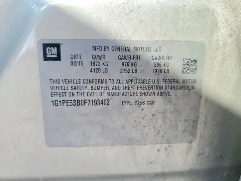 2015 CHEVROLET CRUZE LT  