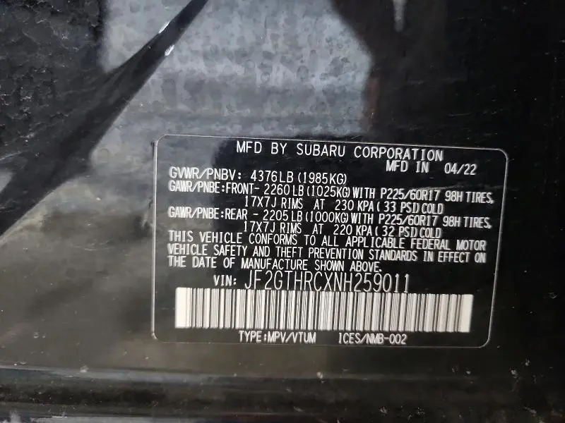 2022 SUBARU CROSSTREK SPORT  