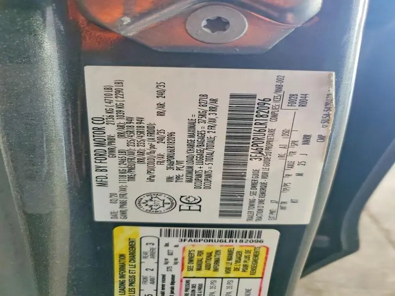 2020 FORD FUSION TITANIUM  