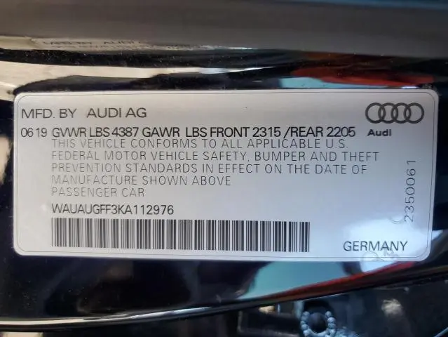 2019 AUDI A3 PREMIUM  