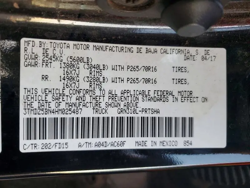 2017 TOYOTA TACOMA DOUBLE CAB  