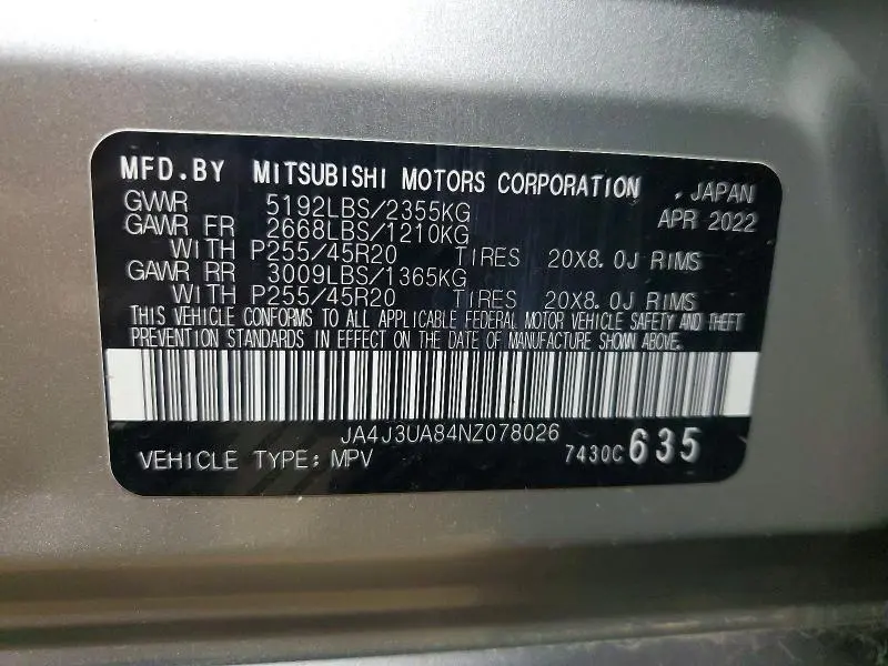 2022 MITSUBISHI OUTLANDER SE  