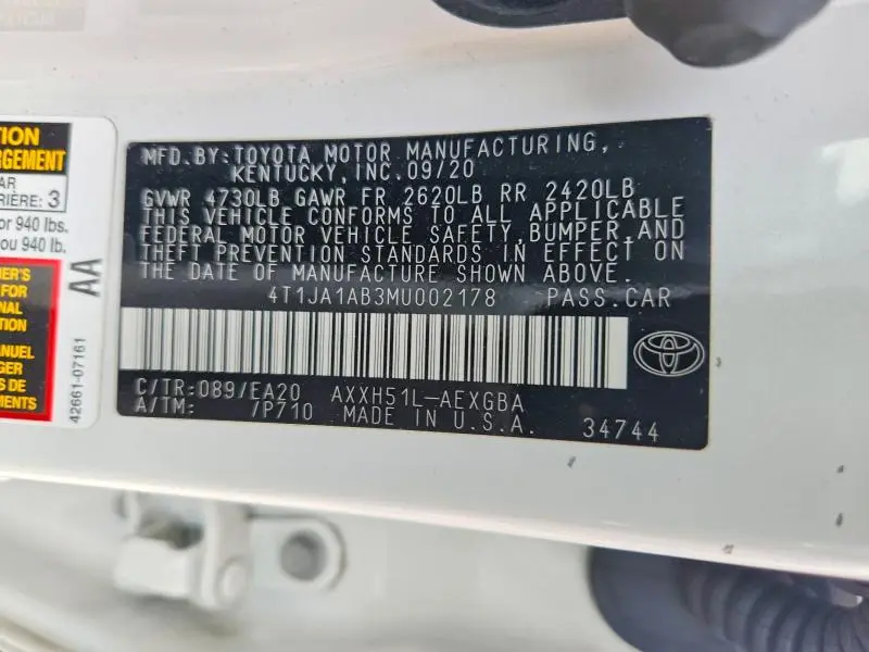 2021 TOYOTA AVALON XLE  