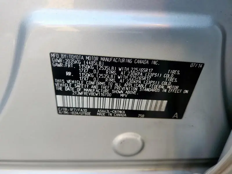 2014 TOYOTA RAV4 XLE  