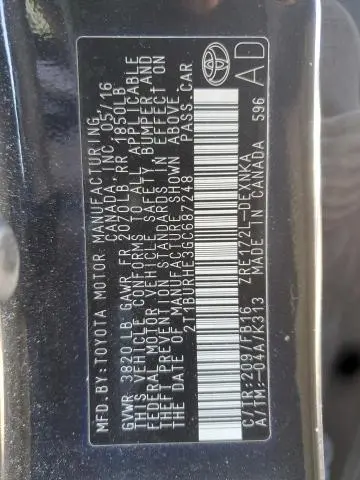 2016 TOYOTA COROLLA L  