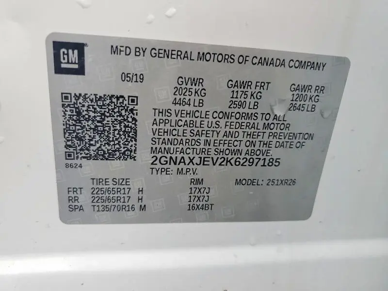 2019 CHEVROLET EQUINOX LT  