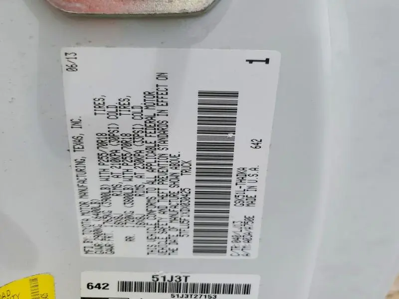 2013 TOYOTA TUNDRA GRADE  