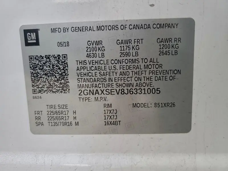 2018 CHEVROLET EQUINOX LT  