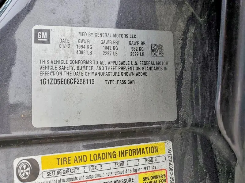 2012 CHEVROLET MALIBU 2LT  