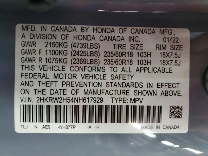 2022 HONDA CR-V EX  