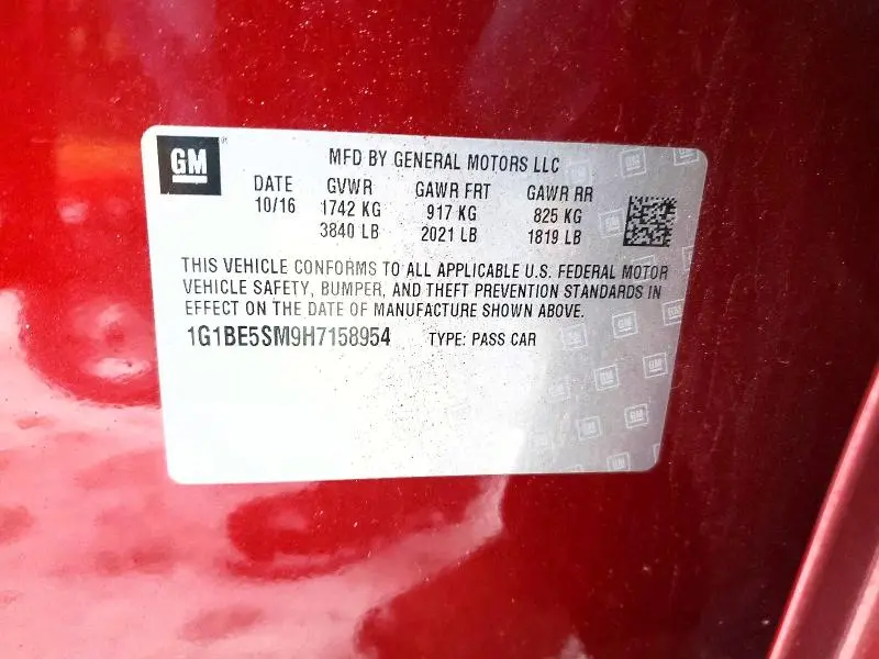 2017 CHEVROLET CRUZE LT  