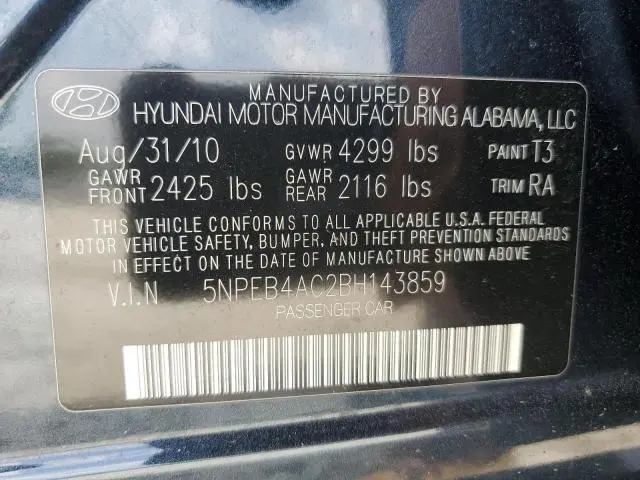 2011 HYUNDAI SONATA GLS  