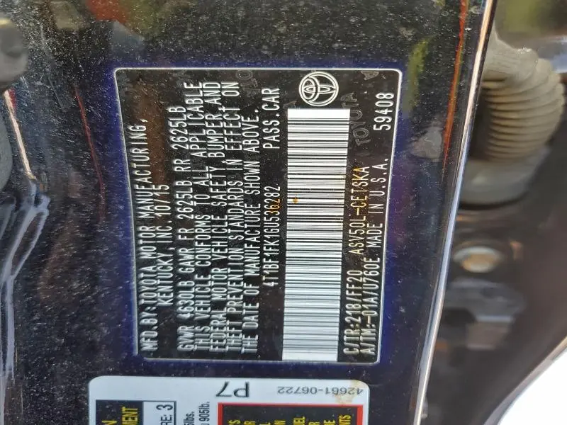 2016 TOYOTA CAMRY LE  