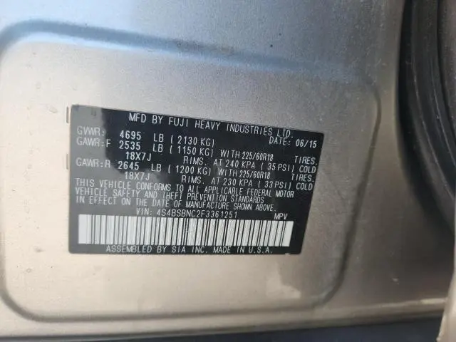 2015 SUBARU OUTBACK 2.5I LIMITED  