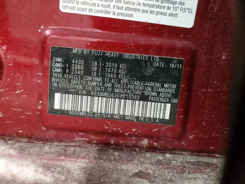 2012 SUBARU LEGACY 2.5I PREMIUM  