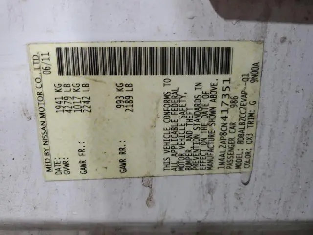 2012 NISSAN ALTIMA BASE  