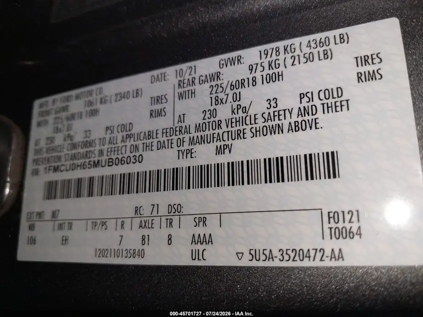 2021 FORD ESCAPE SEL
