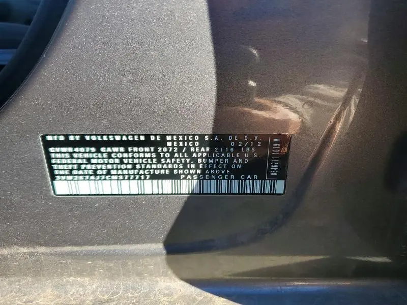 2012 VOLKSWAGEN JETTA BASE  