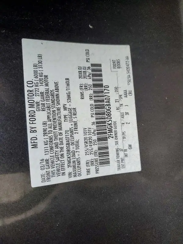 2016 FORD FLEX LIMITED  