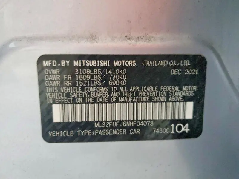 2022 MITSUBISHI MIRAGE G4 ES  