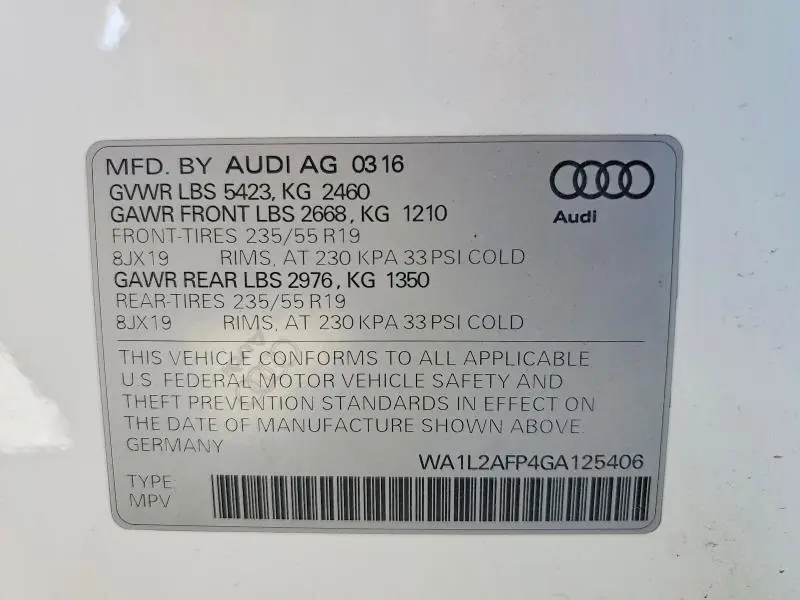 2016 AUDI Q5 PREMIUM PLUS  