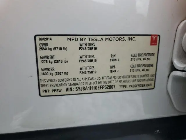 2014 TESLA MODEL S   