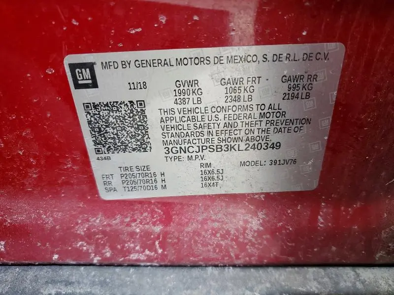 2019 CHEVROLET TRAX 1LT  