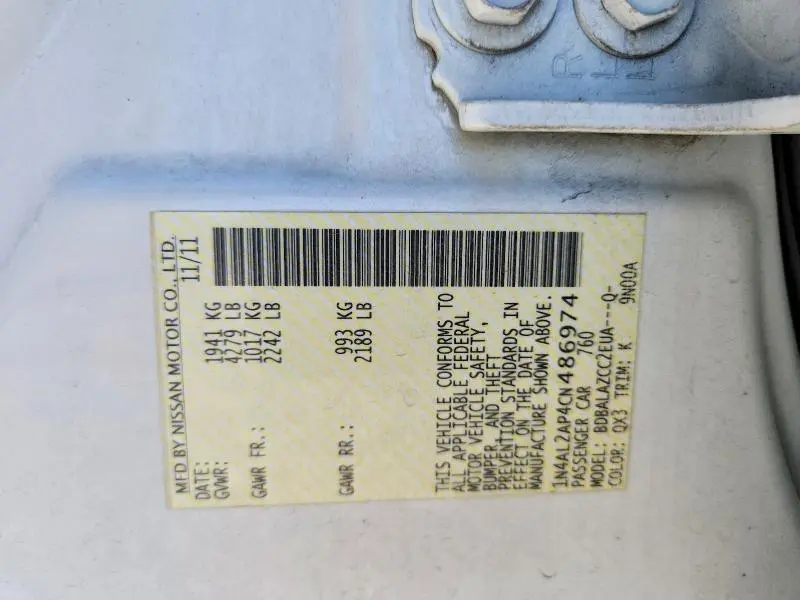 2012 NISSAN ALTIMA 2.5  