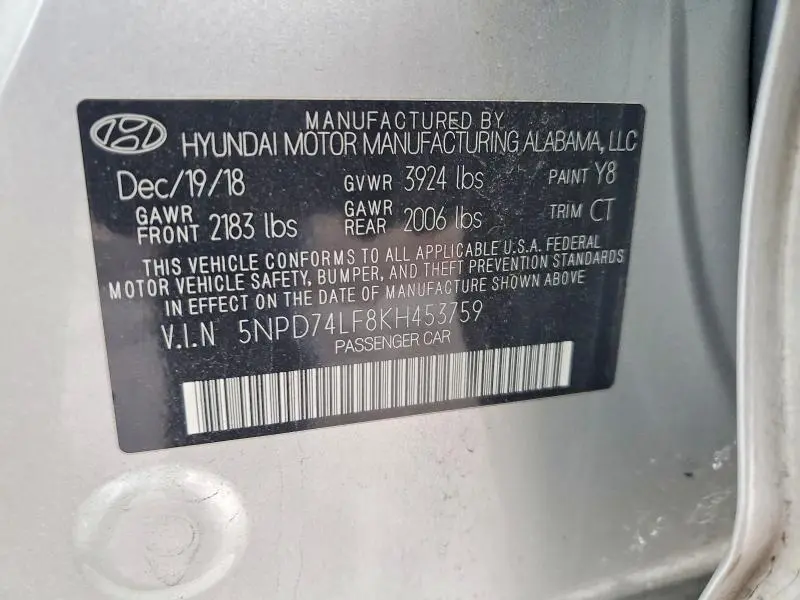 2019 HYUNDAI ELANTRA SE  