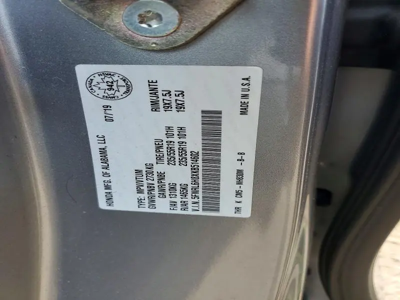 2019 HONDA ODYSSEY TOURING  