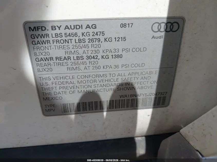 2018 AUDI Q5 2.0T PREMIUM/2.0T TECH PREMIUM