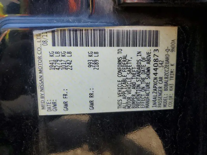 2012 NISSAN ALTIMA 2.5  
