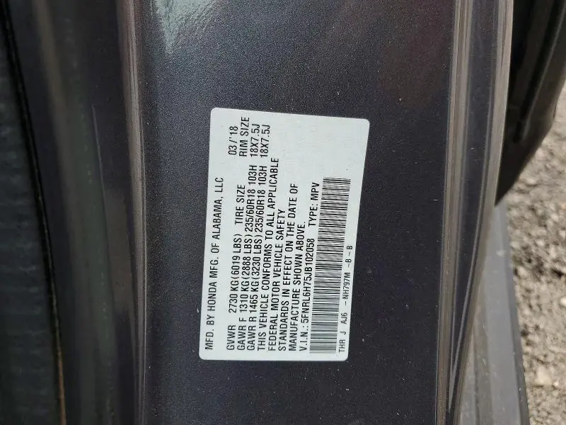 2018 HONDA ODYSSEY EXL  