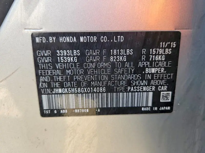 2016 HONDA FIT LX  