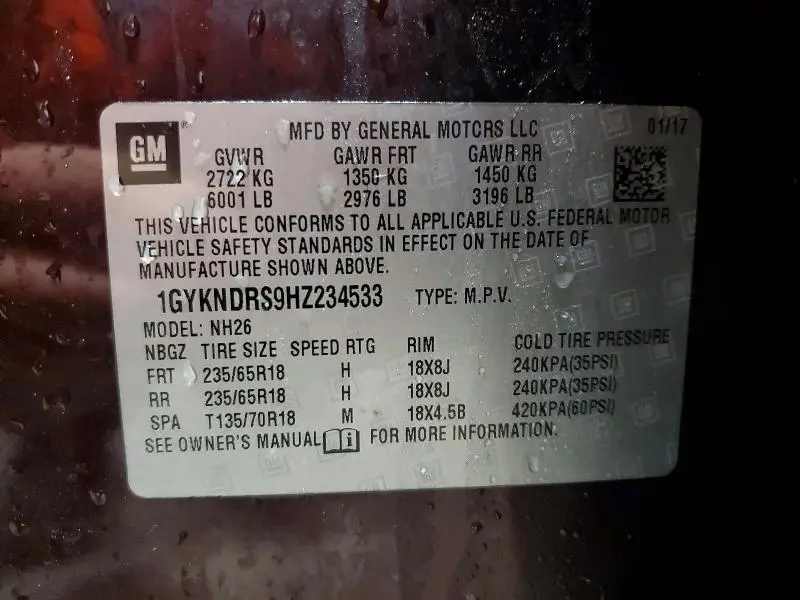 2017 CADILLAC XT5 LUXURY  