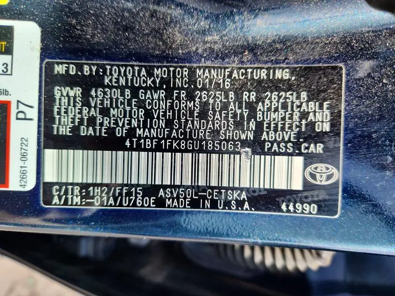 2016 TOYOTA CAMRY SE  