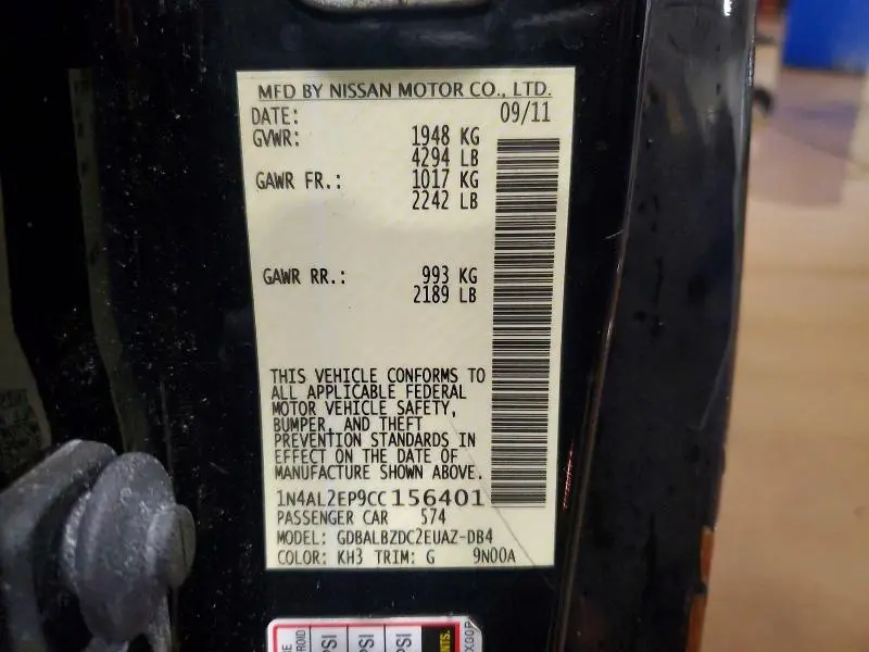 2012 NISSAN ALTIMA 2.5 S  