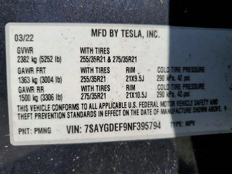 2022 TESLA MODEL Y   