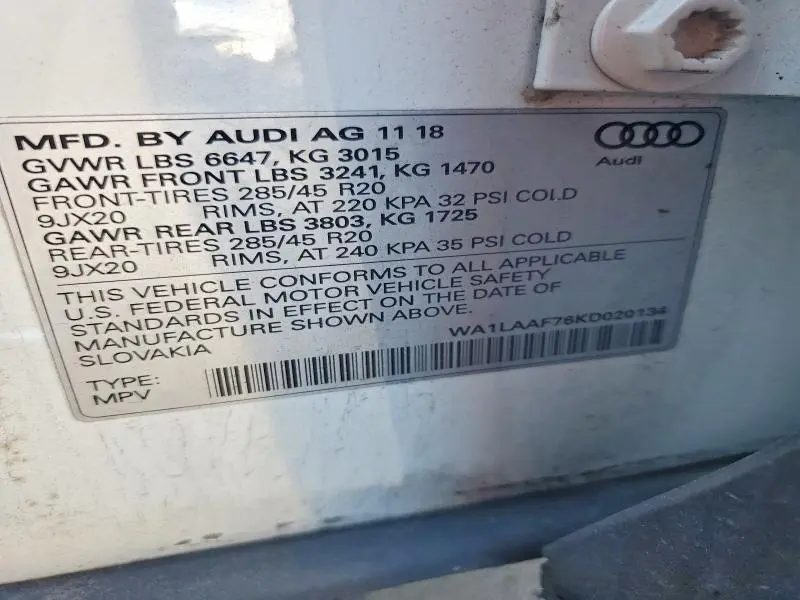 2019 AUDI Q7 PREMIUM PLUS  