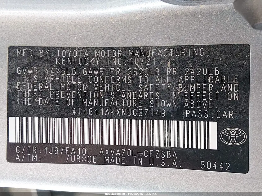 2022 TOYOTA CAMRY SE