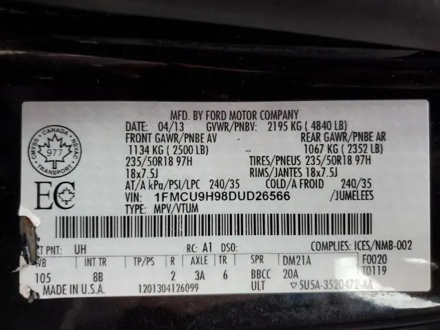 2013 FORD ESCAPE SEL  