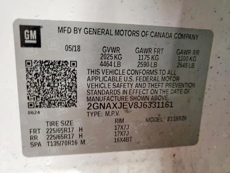 2018 CHEVROLET EQUINOX LT  