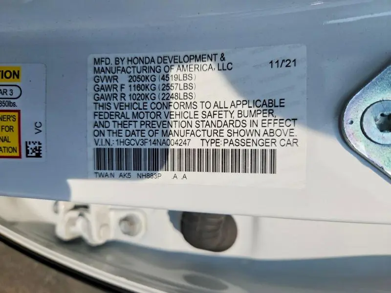 2022 HONDA ACCORD HYBRID  
