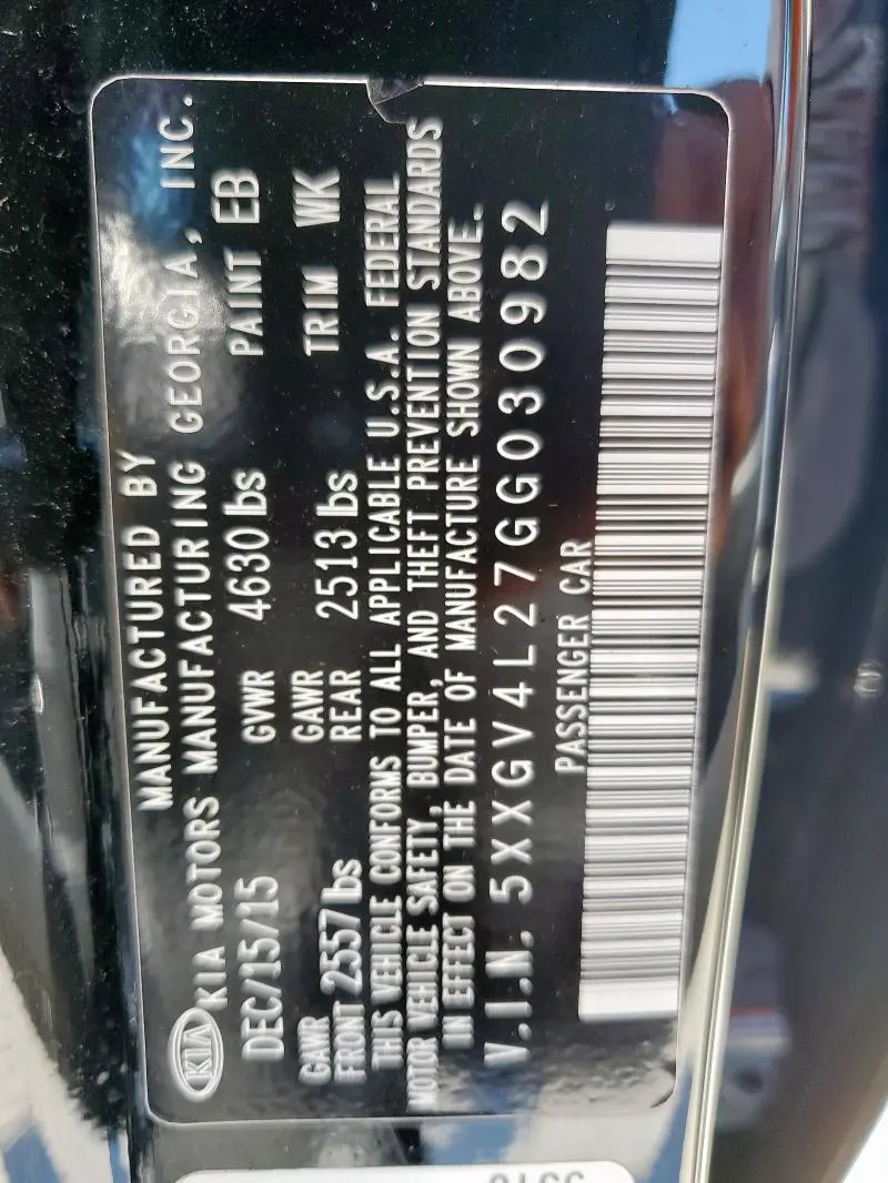 2016 KIA OPTIMA SXL  