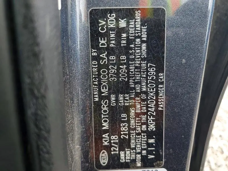 2019 KIA FORTE LXS  