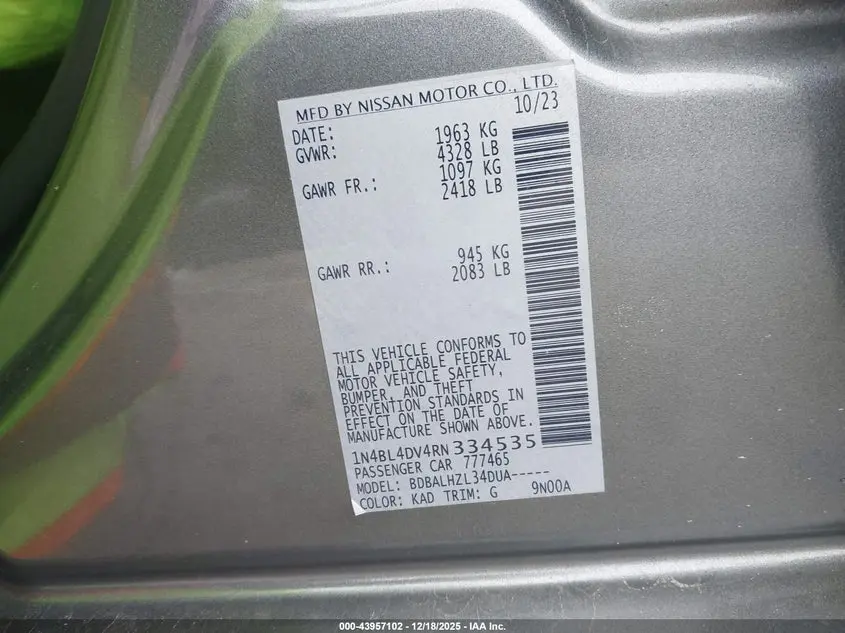 2024 NISSAN ALTIMA SV FWD