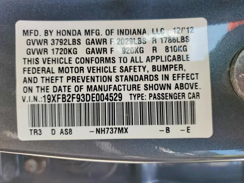 2013 HONDA CIVIC EXL  
