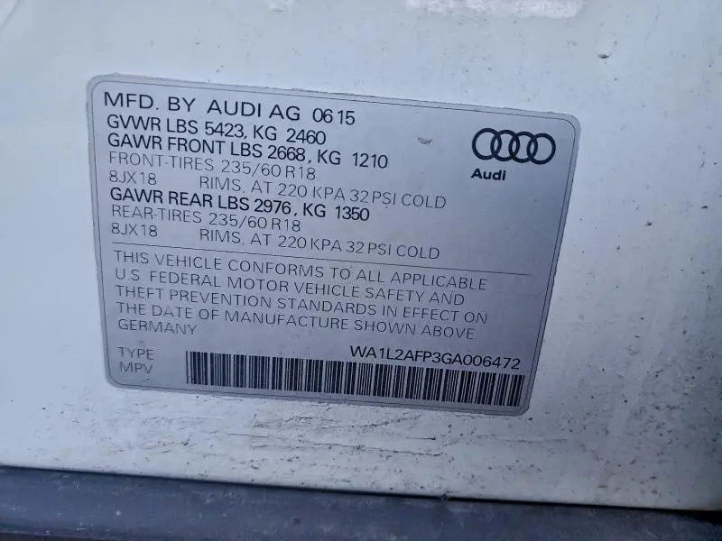 2016 AUDI Q5 PREMIUM PLUS  