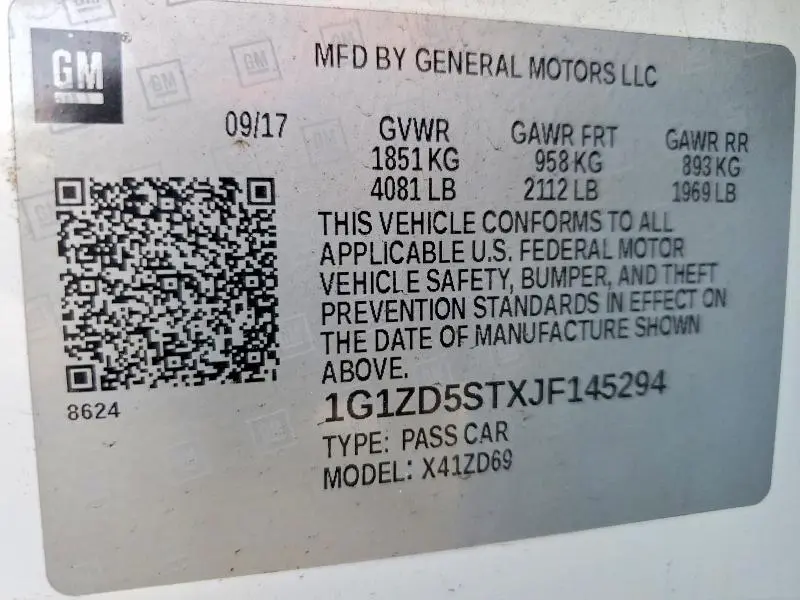 2018 CHEVROLET MALIBU LT  