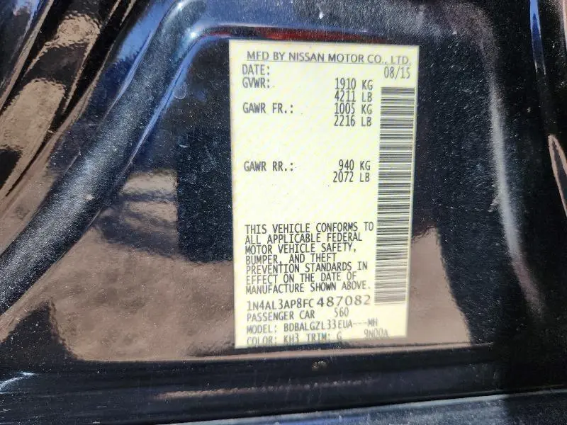 2015 NISSAN ALTIMA 2.5 S  